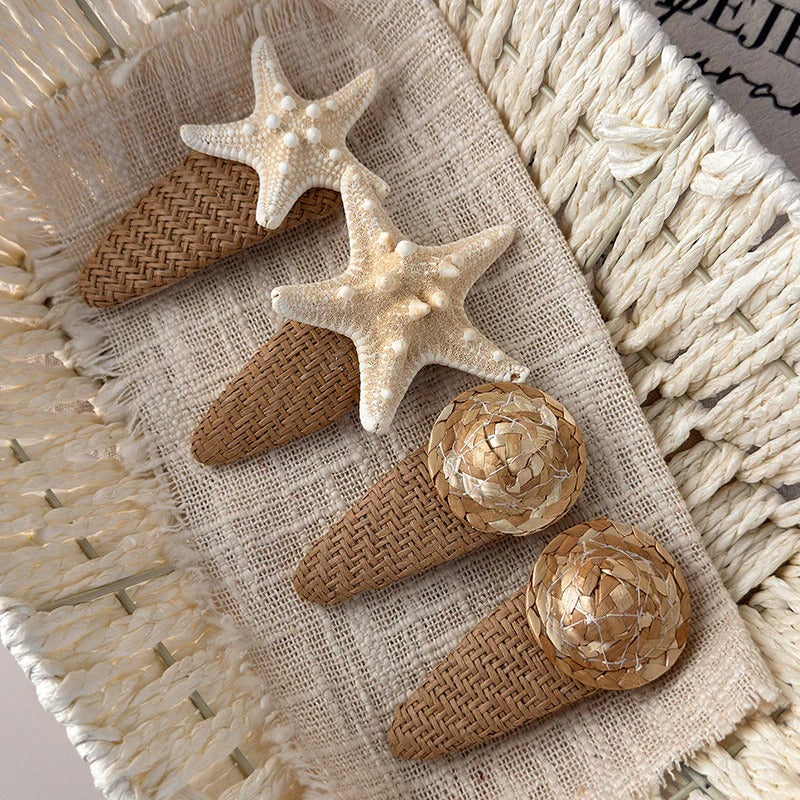 Summer straw hair clip collection