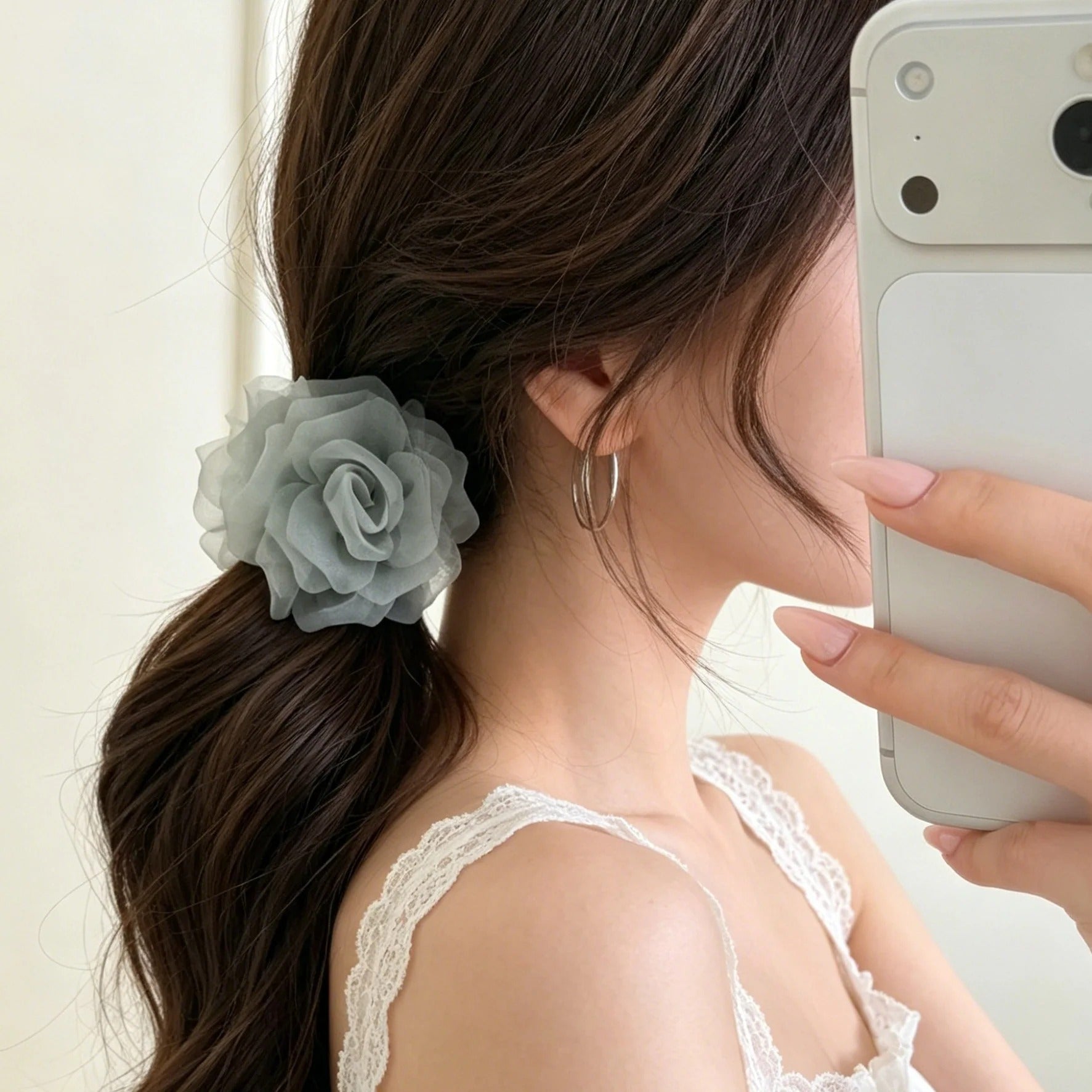 Fabric flower hair claw - purple