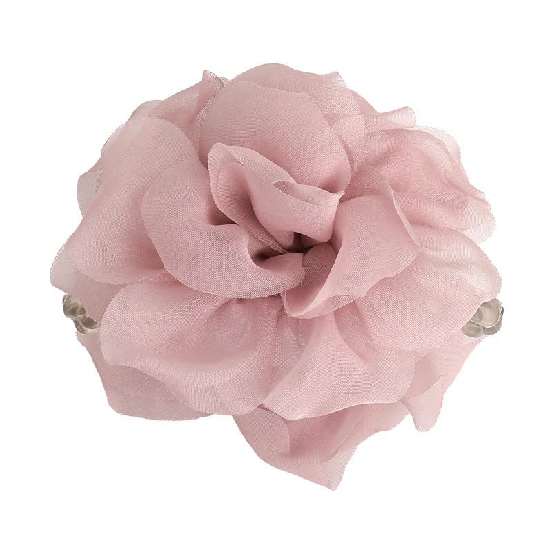 Fabric flower hair claw - mint
