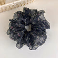 Floral Organza Scrunchie - Green floral