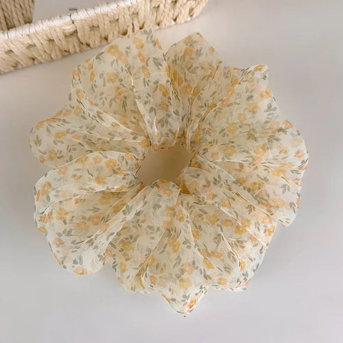 Floral Organza Scrunchie - Pink floral