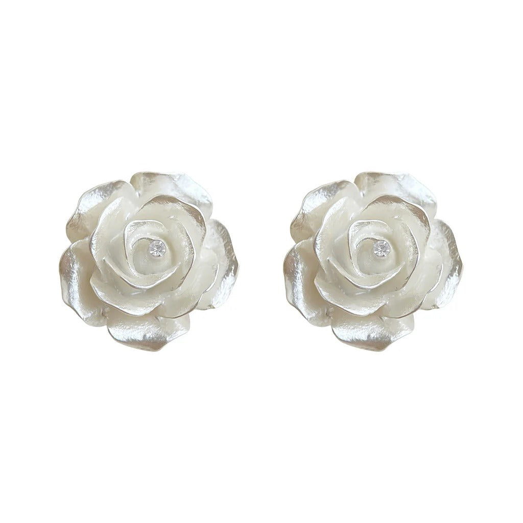 Rose Flower Resin Cubic Stud Earrings
