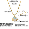 Gold Plated Shell Pendant Necklace - Style A (P040) spec sheet, 40.5+5cm chain, 1.3cm pendant, 3.3g