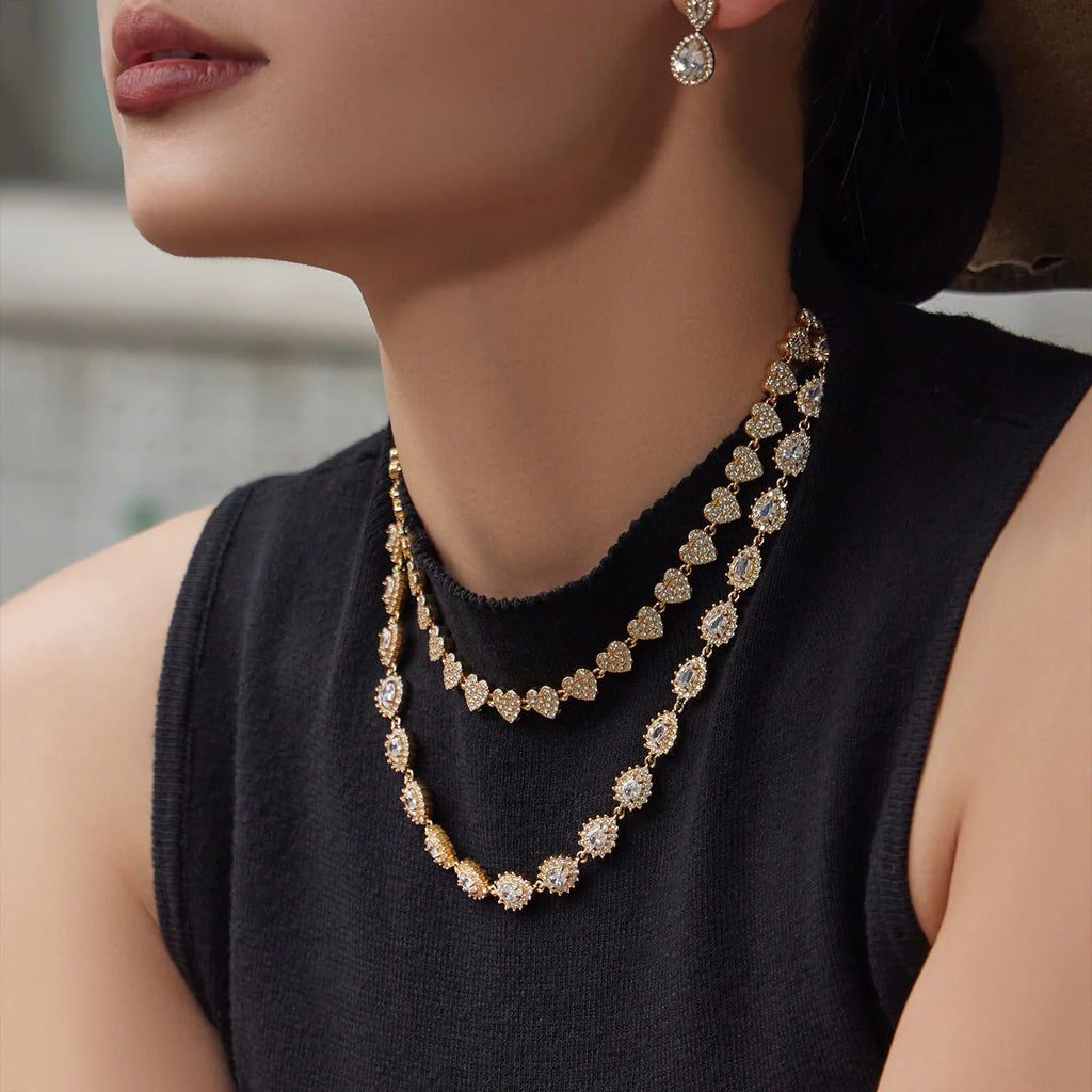 Surgical Steel Teardrop Cubic Zirconia Jewelry Set