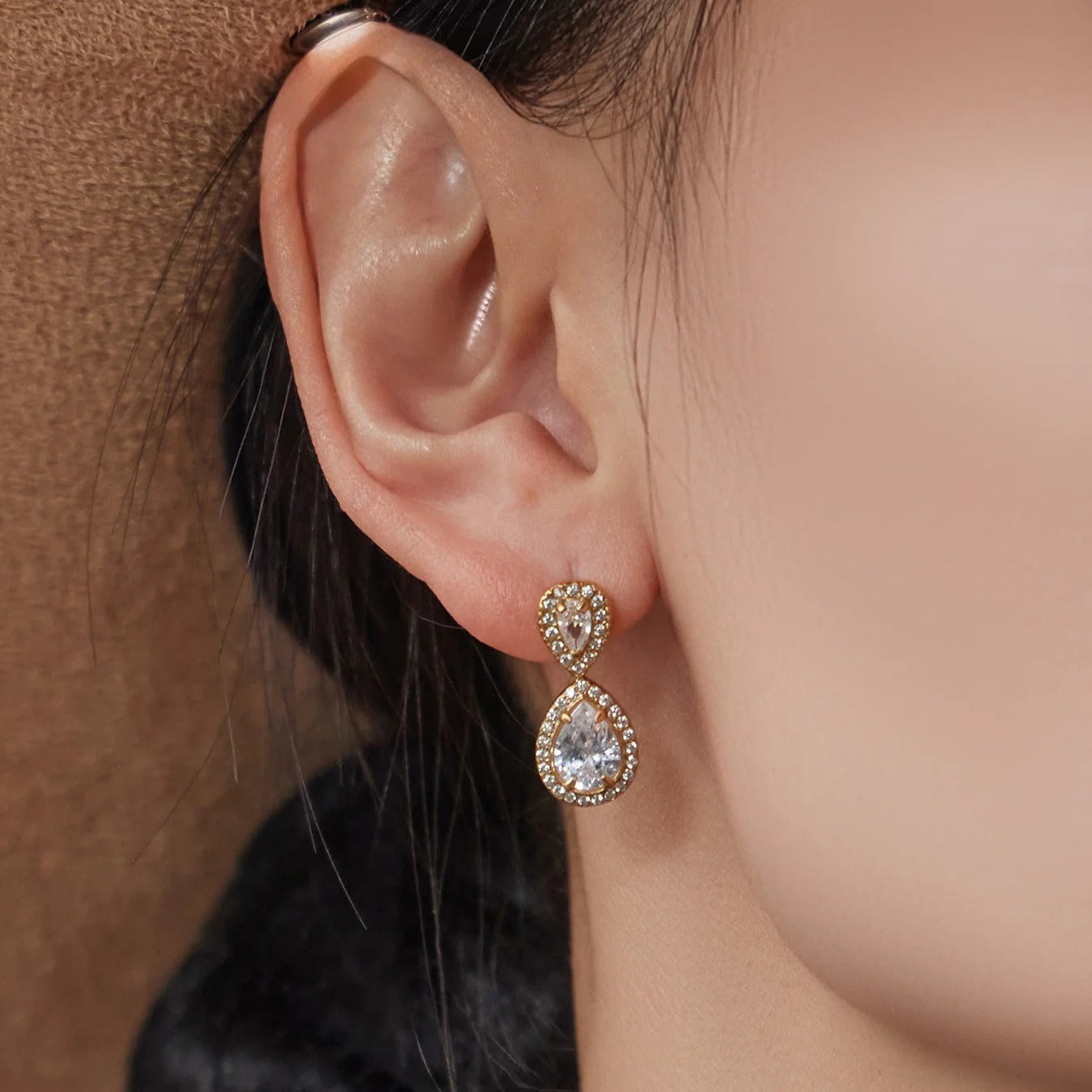 Surgical Steel Teardrop Cubic Zirconia Jewelry Set