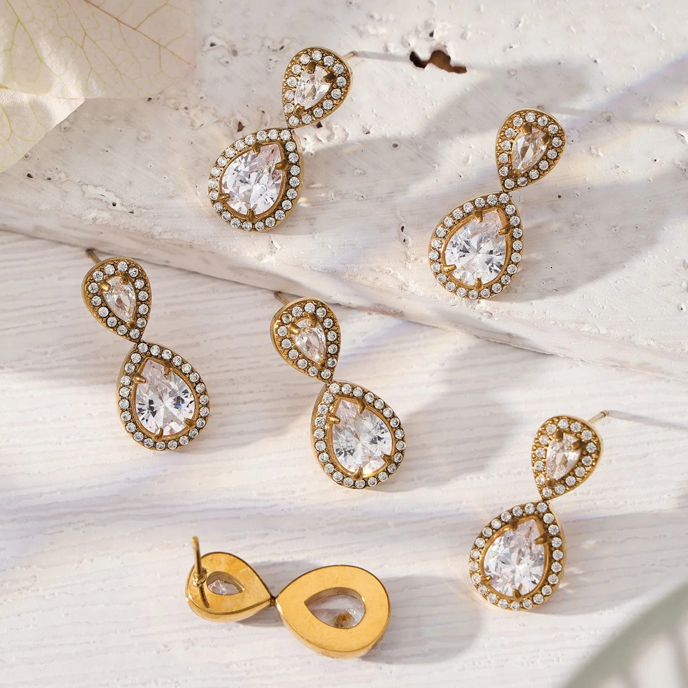 Surgical Steel Teardrop Cubic Zirconia Jewelry Set