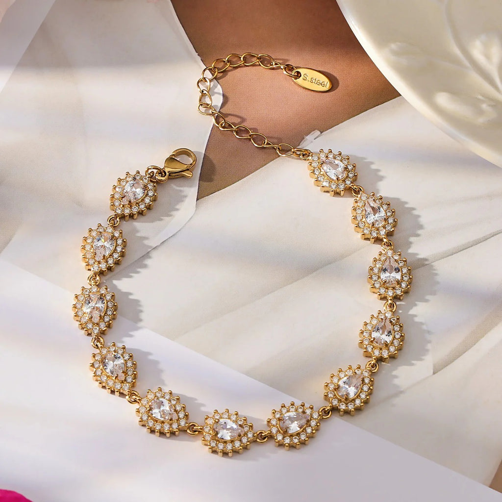 Surgical Steel Teardrop Cubic Zirconia Jewelry Set