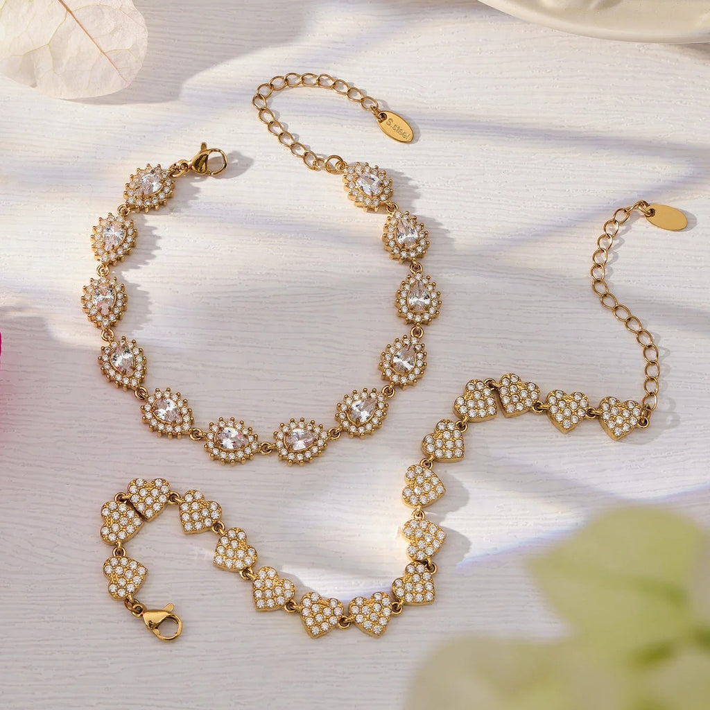 Surgical Steel Teardrop Cubic Zirconia Jewelry Set