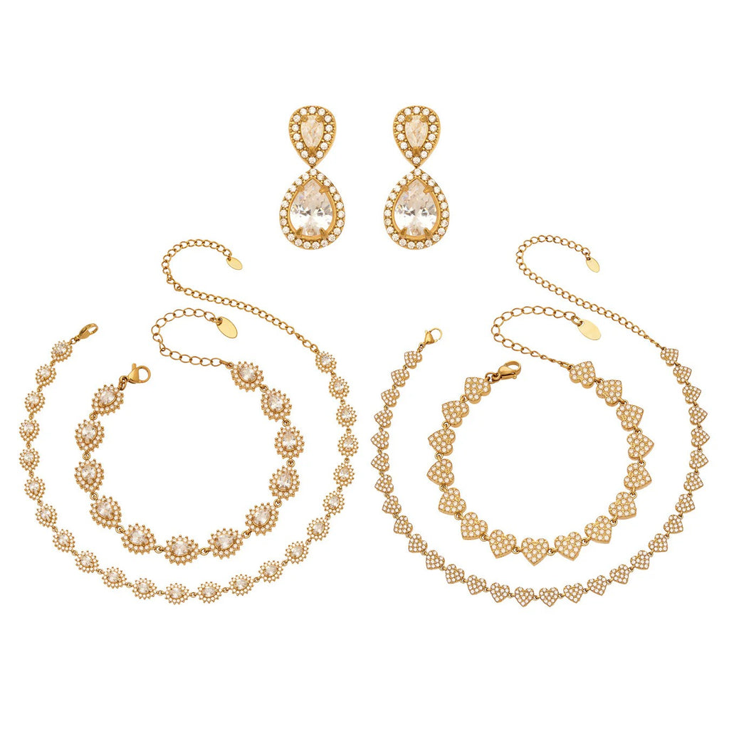 Surgical Steel Teardrop Cubic Zirconia Jewelry Set