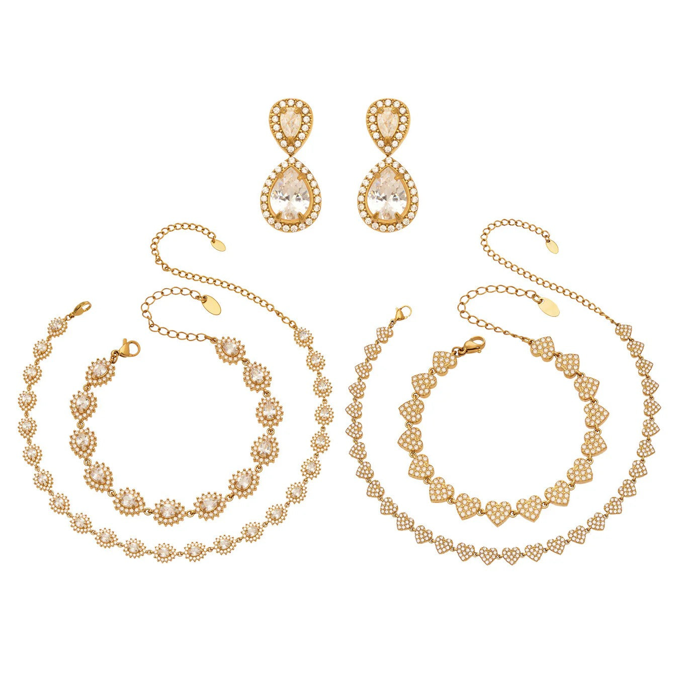Surgical Steel Teardrop Cubic Zirconia Jewelry Set