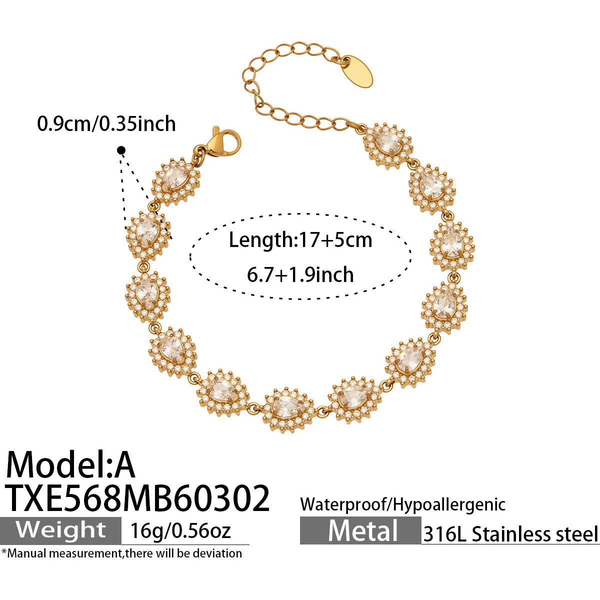 Surgical Steel Teardrop Cubic Zirconia Jewelry Set