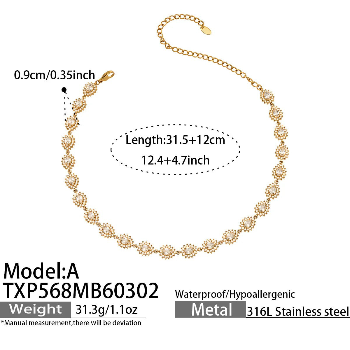 Surgical Steel Teardrop Cubic Zirconia Jewelry Set